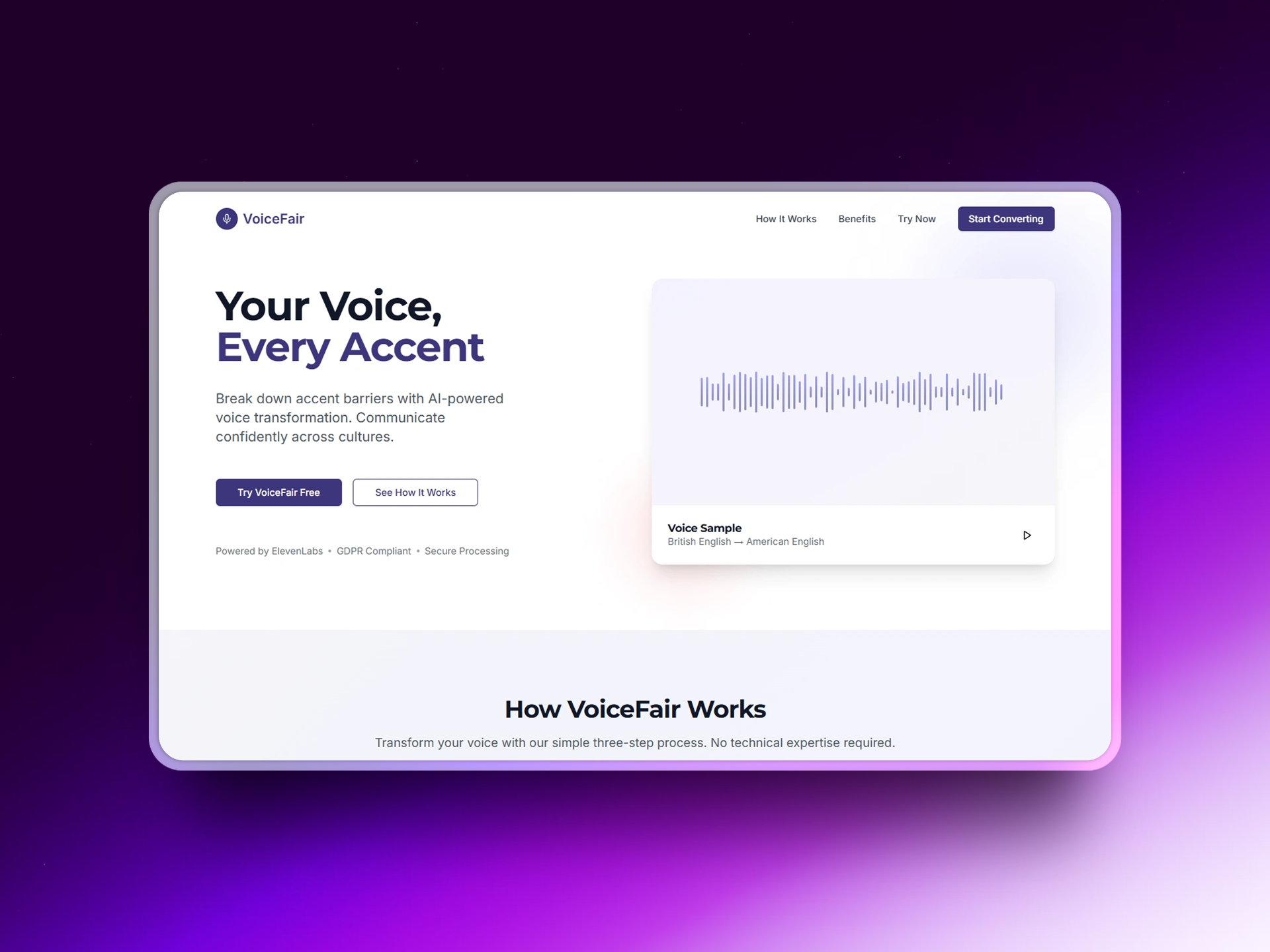 VoiceFair - AI Voice Transformation